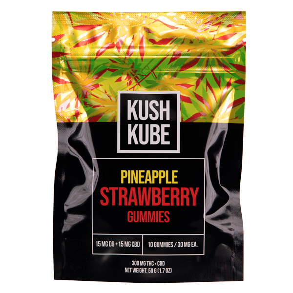 Kush Kube Pineapple Strawberry Gummies 10 count Wholesale