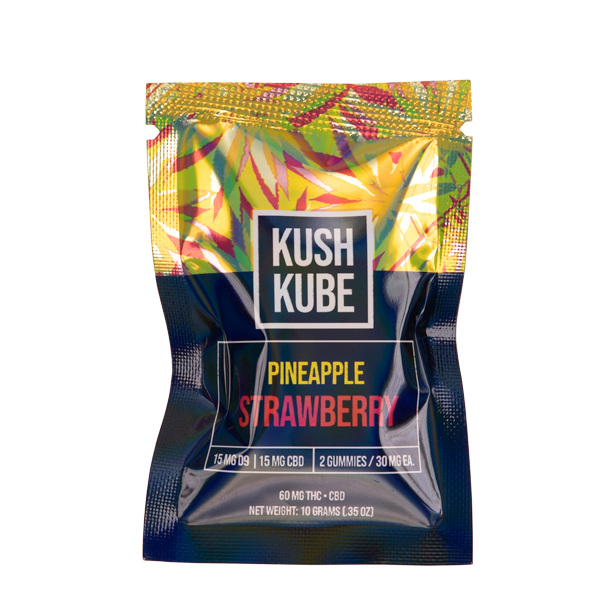 Kush Kube Pineapple Strawberry Gummies 2 count Wholesale