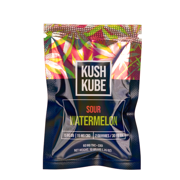 Kush Kube Sour Watermelon Gummies 2 count Wholesale