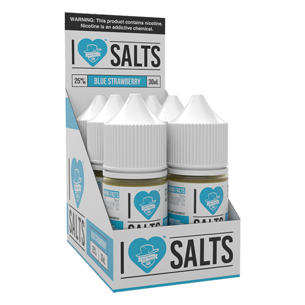 A fruity blue strawberry flavored eliquid made by I love salts, available for wholesale online