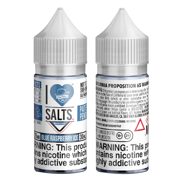 Blue Raspberry Ice vape juice by I Love Salts, available for online ordering for your vape shop