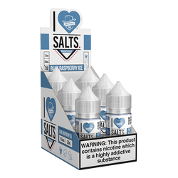 An icy blue raspberry flavored eliquid made by I love salts, available for wholesale online