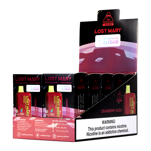 Cranberry Soda Lost Mary 10-Pack Display for Vape Stores