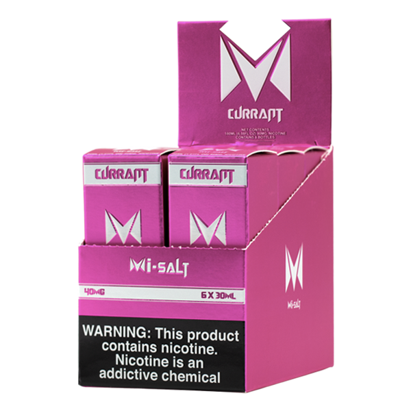 A best selling fruity flavored vape juice, Currant Mi-Salts made with nicotine salts