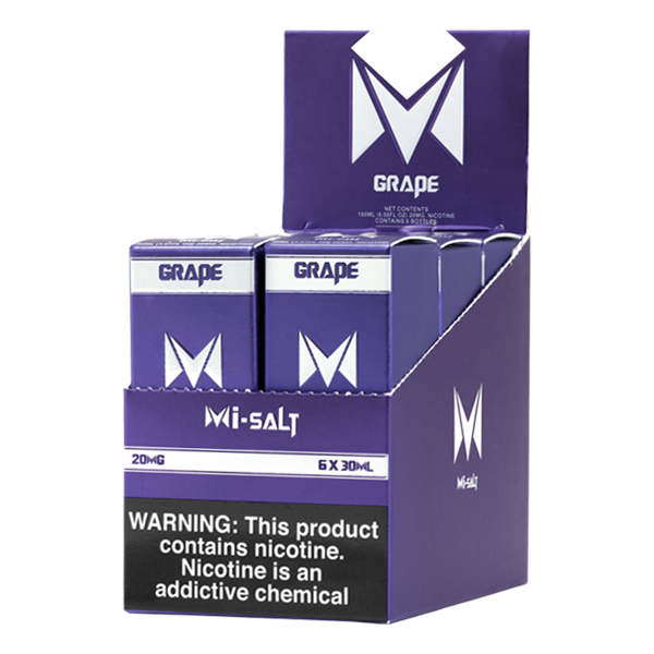 A best-selling fruity pod juice, Grape Mi-Salts is available for wholesale in 20mg & 40mg