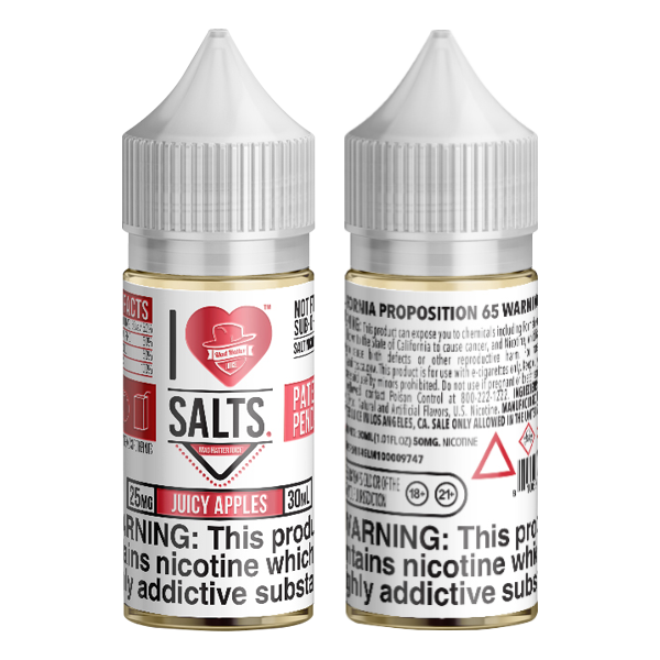 Juicy Apples vape juice by I Love Salts, available for online ordering for your vape shop