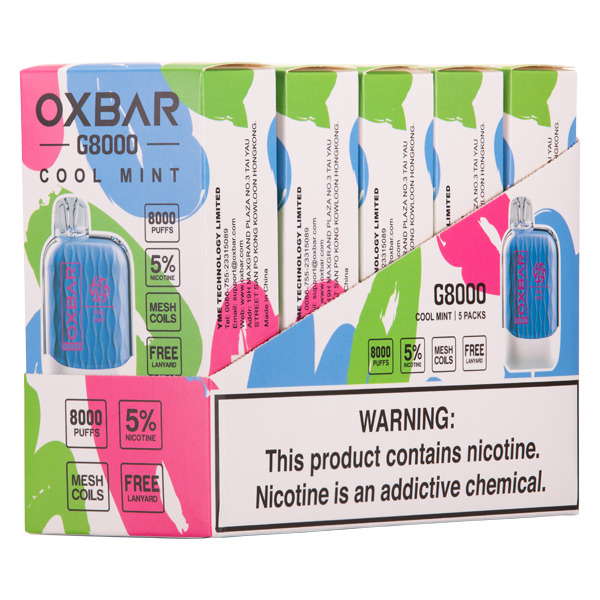 Cool Mint Oxbar G8000 Vape Wholesale 5-Pack