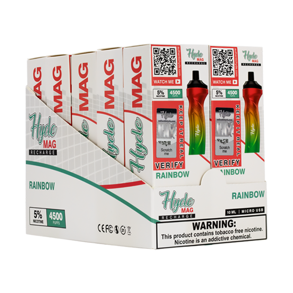 Rainbow Hyde Mag Vape 10-Pack Display for Wholesale