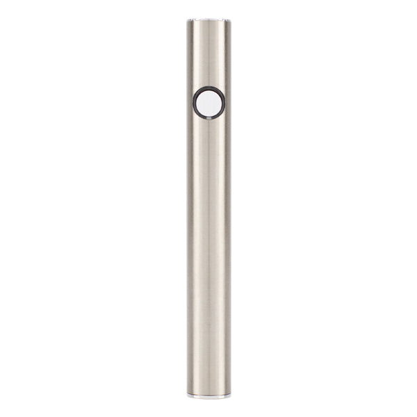 A stainless steel vape pen for concentrates, the Silver Slim Preheat