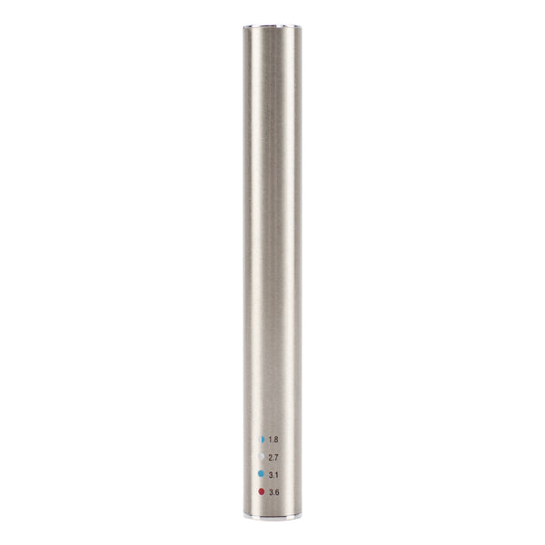 The rear side of the Silver Slim Preheat, the best vape pen for concentrates