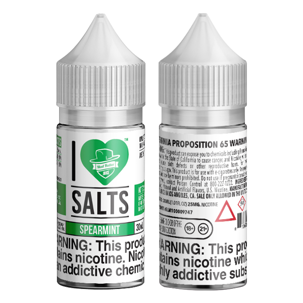 An icy spearmint flavored eliquid made by I love salts, available for wholesale online
