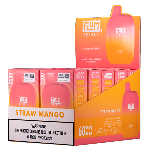 Straw Mango Flum Pebble Vape for Wholesale 10pk