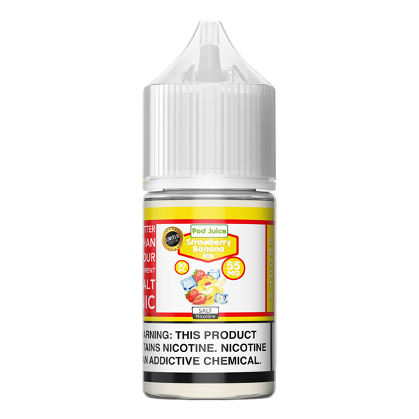 Shop in bulk for the strawberry banana ice flavored nic salts, Strawberry banana by Pod Juice