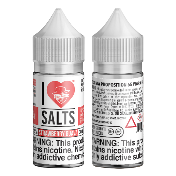 A refreshing strawberry guava flavored eliquid made by I love salts, available for wholesale online