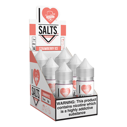A sweet strawberry iced flavored eliquid made by I love salts, available for wholesale online