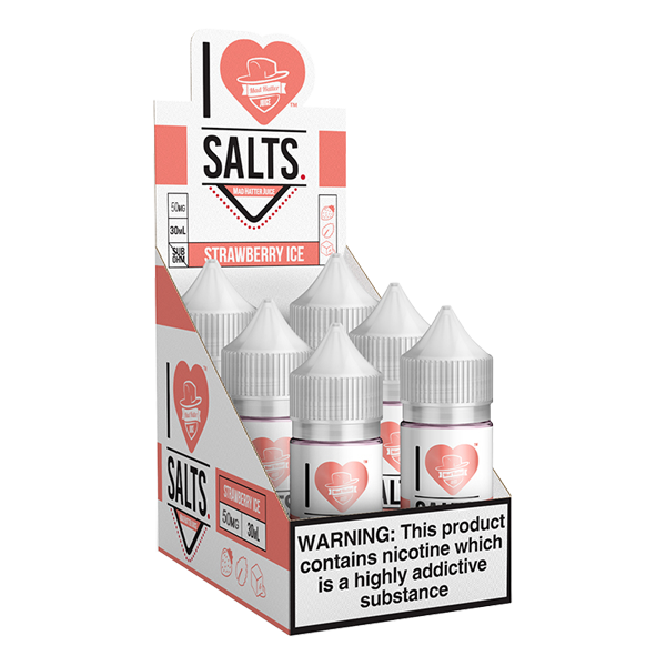 A sweet strawberry iced flavored eliquid made by I love salts, available for wholesale online