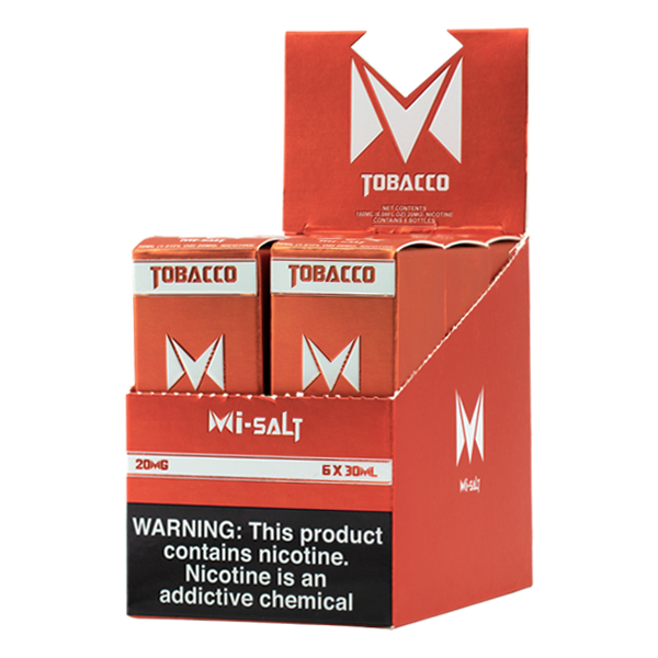 A best-selling classic tobacco pod juice, Tobacco Mi-Salts is available for wholesale in 20mg & 40mg