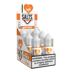 A tropical mix of mango flavored eliquid made by I love salts, available for wholesale online