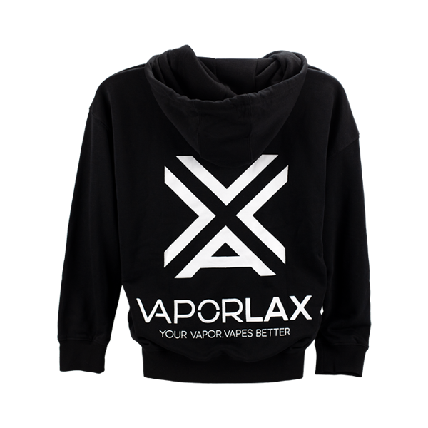The VaporLax hoodie, made from black organic cotton for wholesale ordering