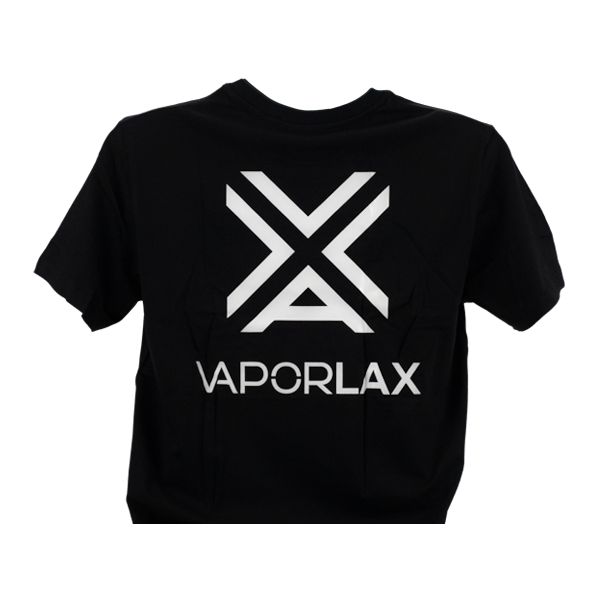 The VaporLax T-Shirt, made from black organic cotton for wholesale ordering