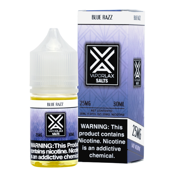 Browse bulk Blue Razz e liquid from VaporLax, nicotine salts available in 25mg & 50mg