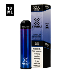 Order bulk disposable vape pens with Sirius Disposables, available now with 2200 puffs of blue raspberry flavor
