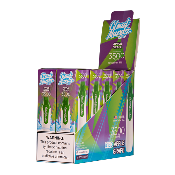 Iced Apple Grape Cloud Nurdz Disposable Vape 10pk Wholesale