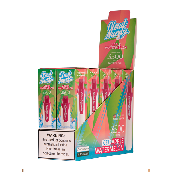 Iced Apple Watermelon Cloud Nurdz Disposable Vape Wholesale 10pk