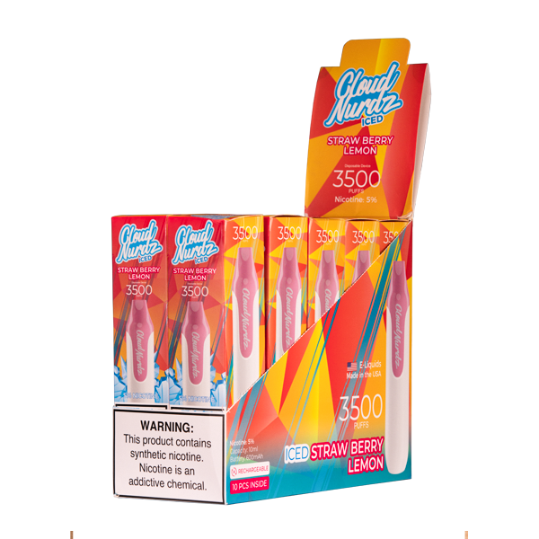 Iced Strawberry Lemon Cloud Nurdz Disposable Vape Wholesale 10pk