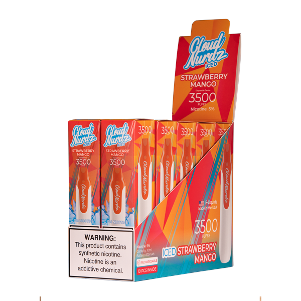 Iced Strawberry Mango Cloud Nurdz Disposable Vape 10pk Wholesale