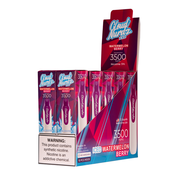 Iced Watermelon Berry Cloud Nurdz Disposable Vape Wholesale 10pk