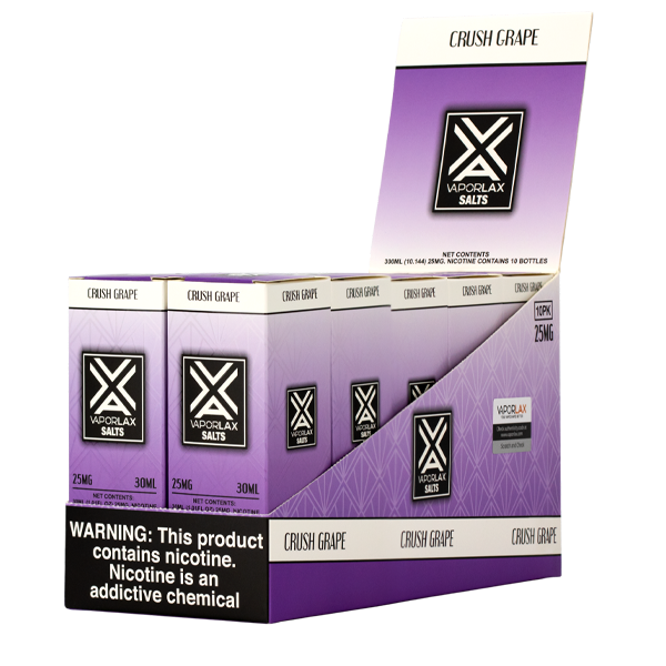 The best Crush Grape flavored vape juice from VaporLax, available in 25mg & 50mg