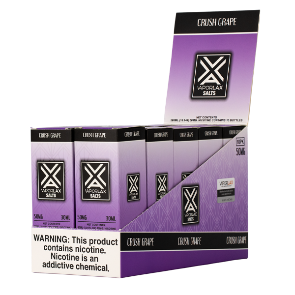 Shop bulk Crush Grape flavored vape juice from VaporLax, available in 25mg & 50mg