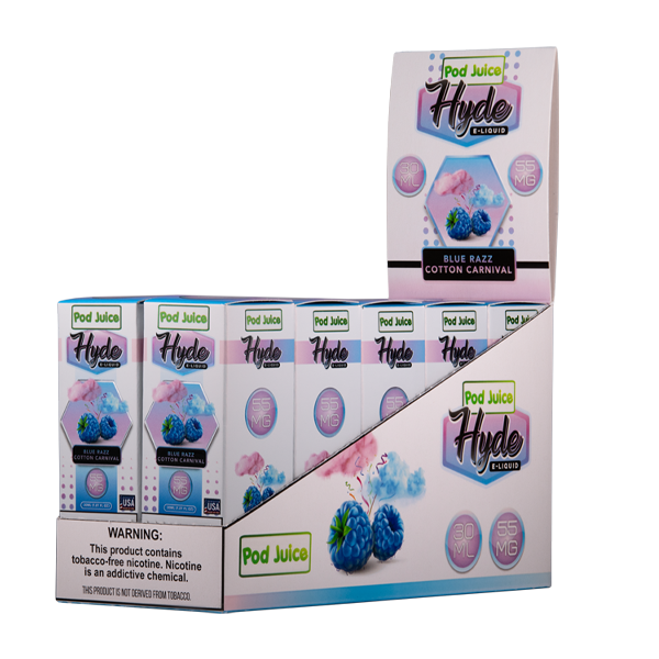 Hyde Blue Razz Cotton Carnival Pod Juice Nic Salt 10PK