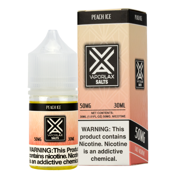 Available in packs of 10, shop Peach Ice flavored nicotine salts from VaporLax