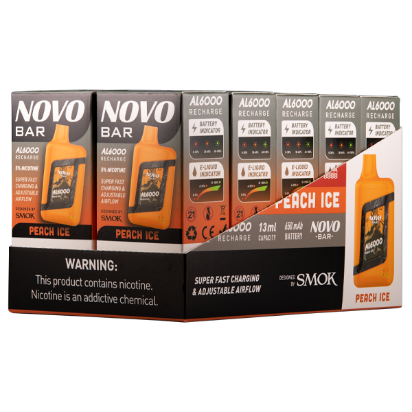 Peach Ice Novo Bar AL6000 10pk for Wholesale