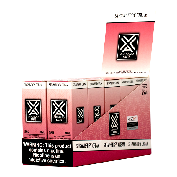 Browse bulk Strawberry Cream e liquid from VaporLax, nicotine salts available in 25mg & 50mg