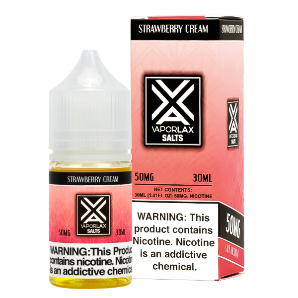 Shop bulk Strawberry Cream flavored vape juice from VaporLax, available in 25mg & 50mg
