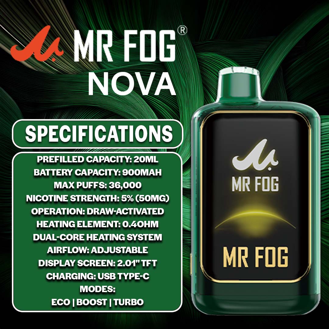 mr fog vape shop Now Available at Mi-Pod: Mr. Nova – A Premium Disposable That Delivers 420_26 Choose Flavour:Pink Lemon Sour Blueberry Berry Watermelon Vuse Intense